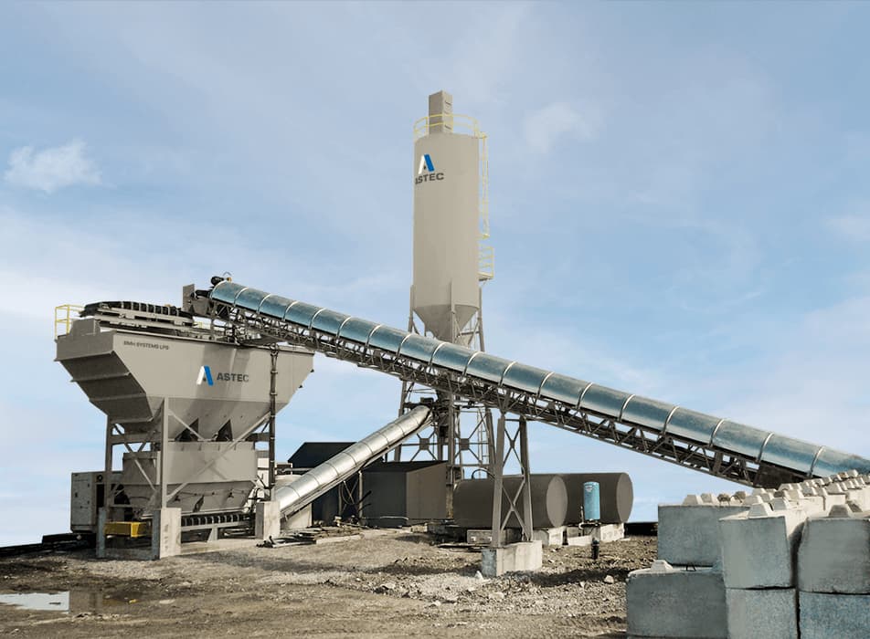 Astec concrete batch plant supported by Closner Equipment in Texas