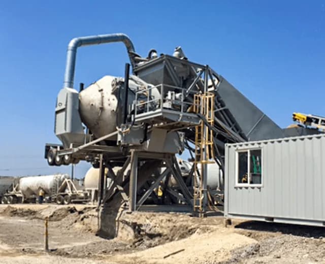 RexCon Mobile 12 SE-CM central mix plant with portable tilt mixer