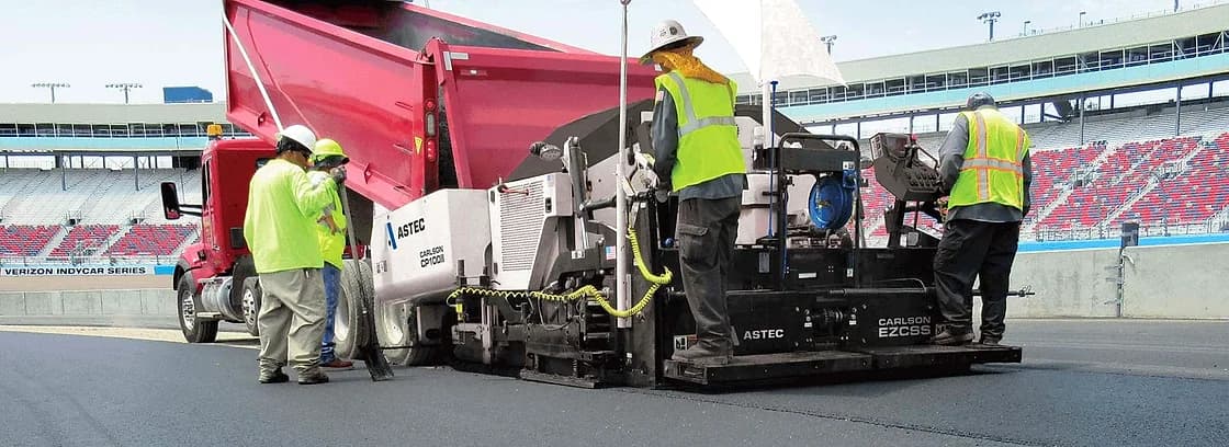 Carlson CP100 II Commercial Class Asphalt Paver jobsite working view OEM photo