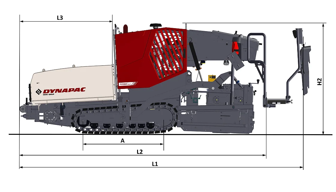 Dynapac F1250CS PLUS Compact Tracked Paver front and side profile OEM photo