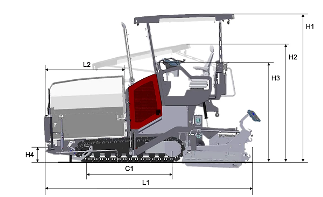 Dynapac F1800C Tracked Paver front and side profile OEM photo