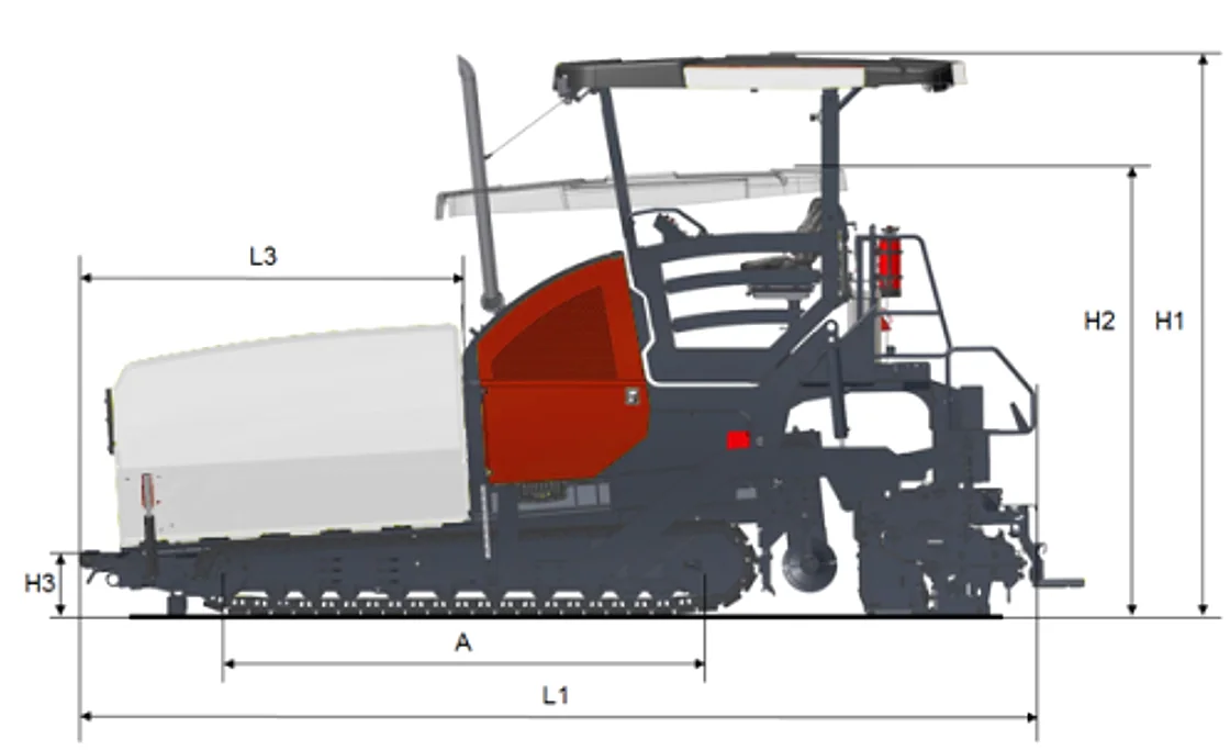 Dynapac F2500C Tracked Paver front and side profile OEM photo