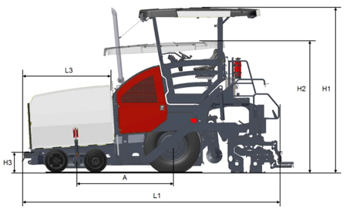 Dynapac F2500WS Wheeled Paver front and side profile OEM photo