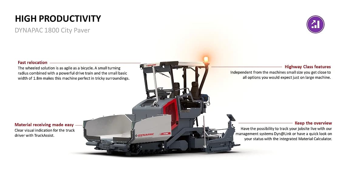 Dynapac SD1800C City Paver jobsite working view OEM photo
