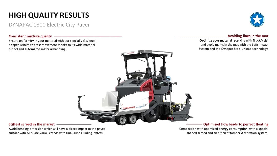 Dynapac SD1800W e Electric Wheeled Paver paving system view OEM photo