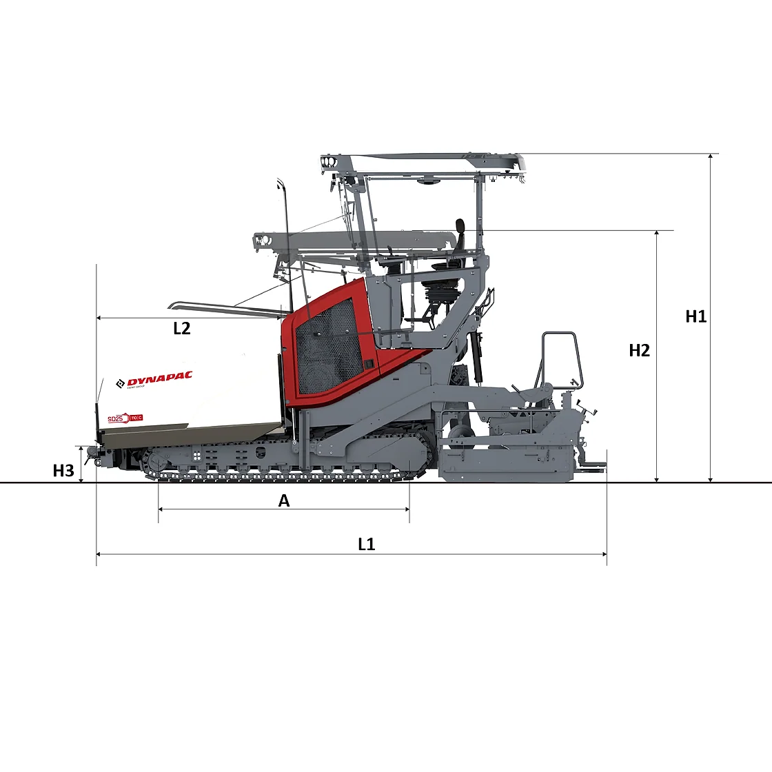 Dynapac SD25 110C Tracked Paver front and side profile OEM photo