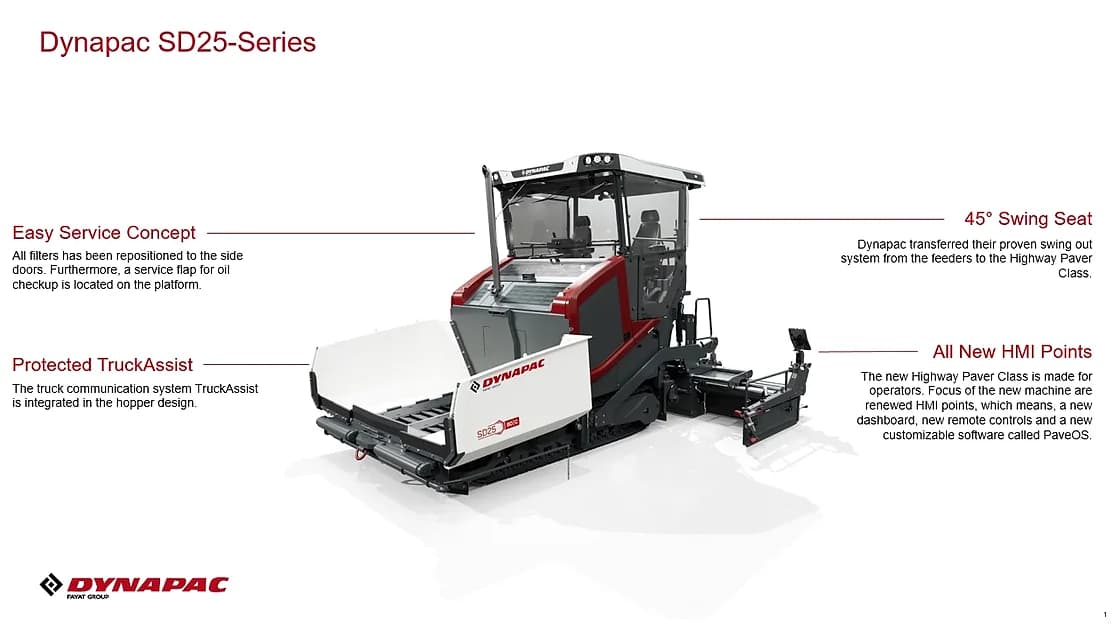 Dynapac SD25 110C Tracked Paver feed and hopper area OEM photo