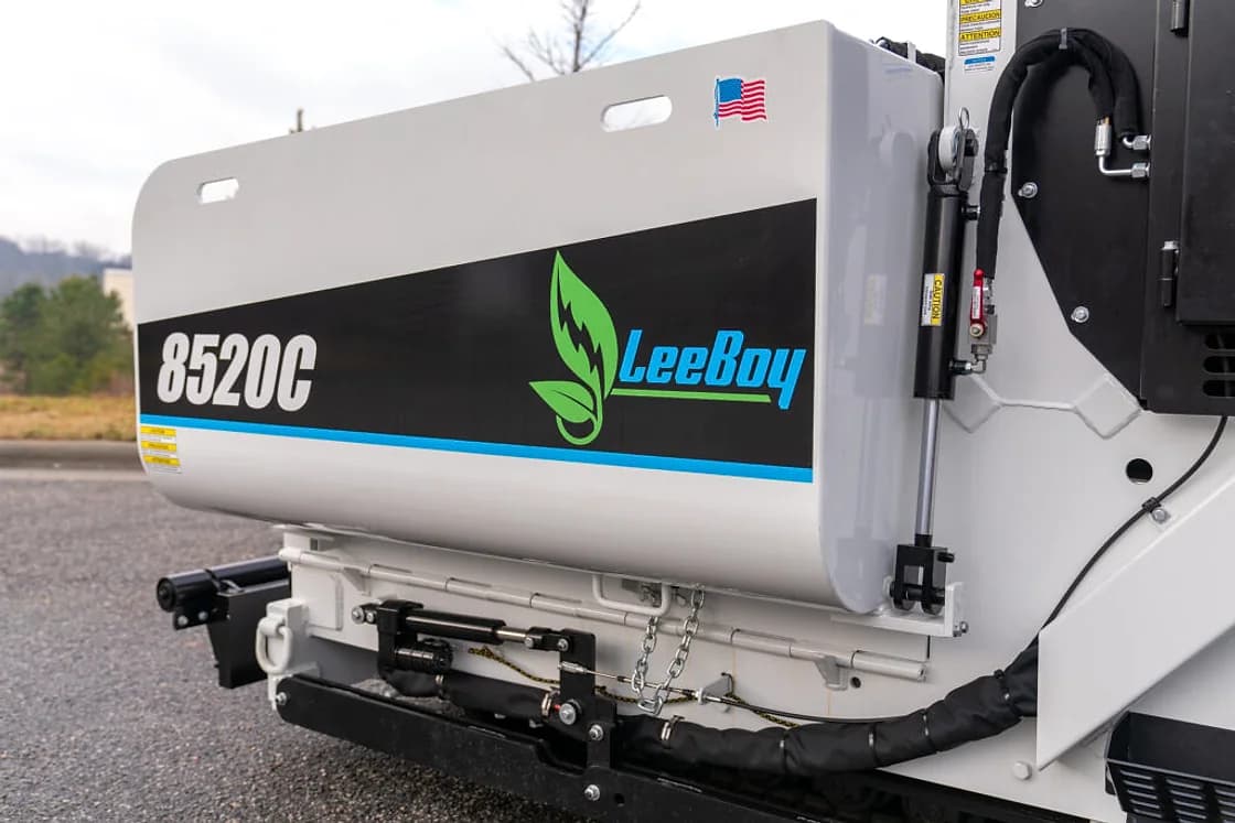 LeeBoy 8520C Electric Asphalt Paver jobsite working view OEM photo