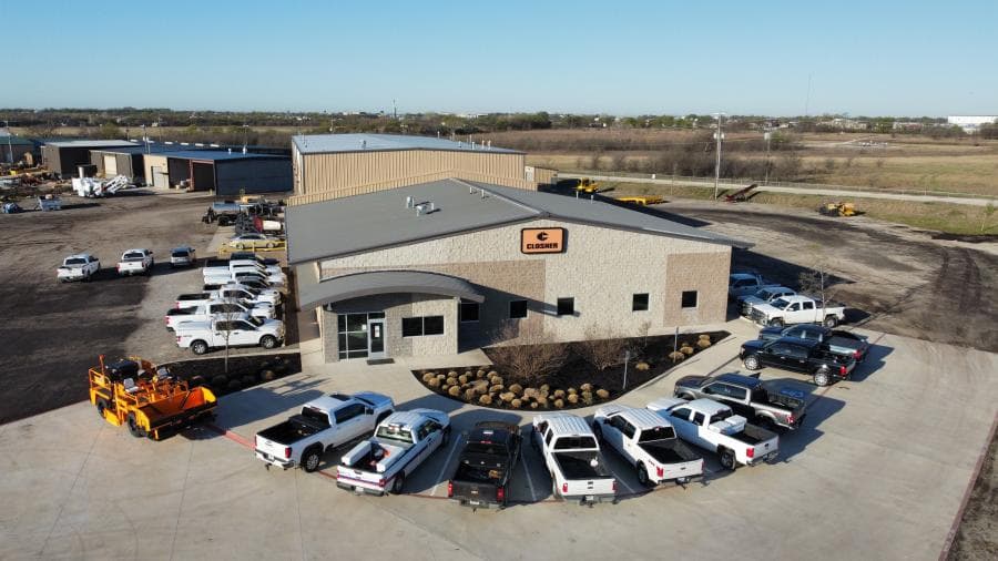 Aerial view of Closner Equipment's Rhome branch