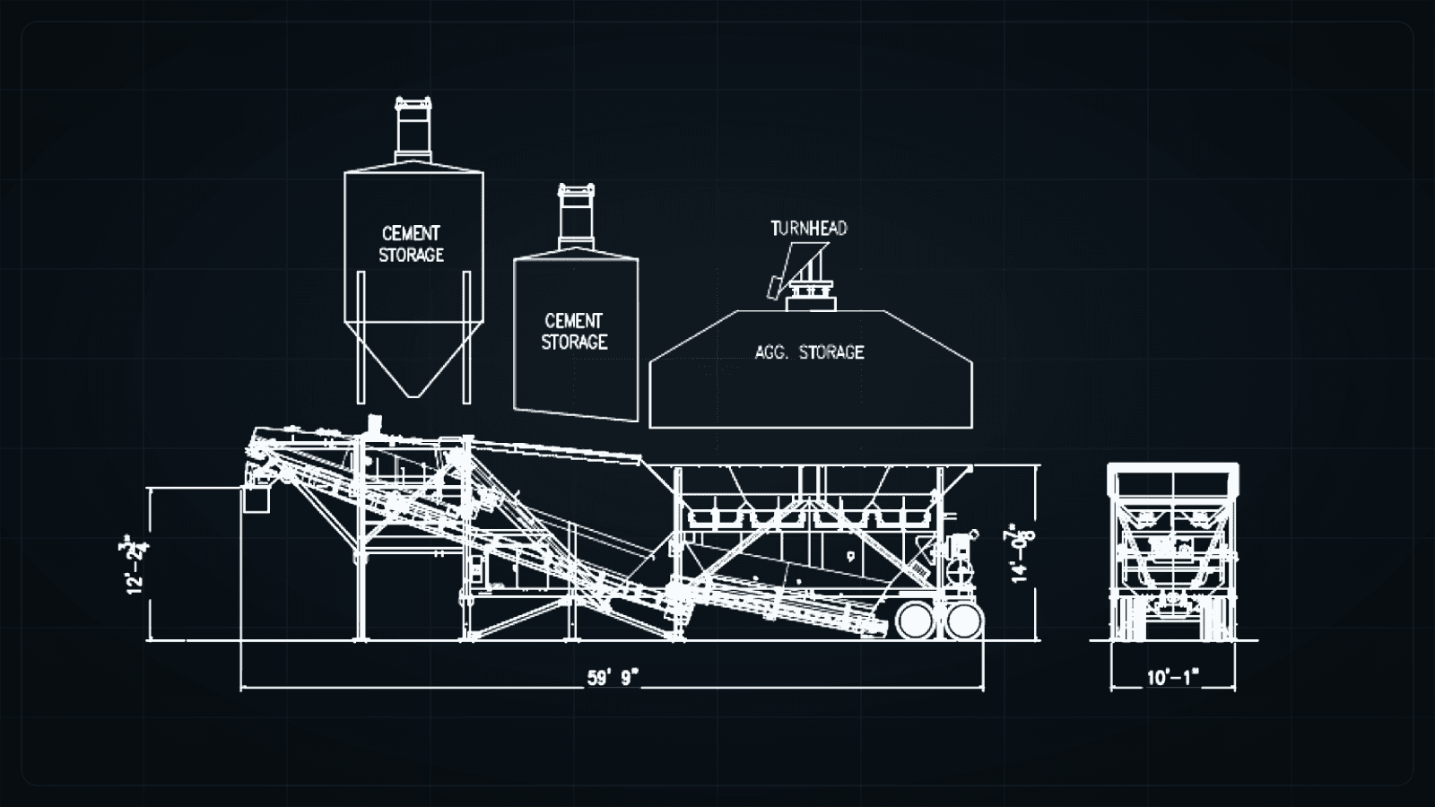 Astec drawing for the CON-E-CO LO-PRO 250 concrete batch plant