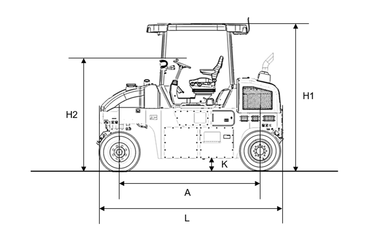 Dynapac CP1200 dimensions diagram