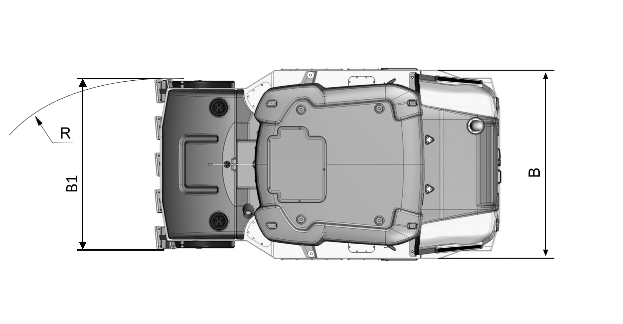 Dynapac CP1200 top-view dimensions diagram